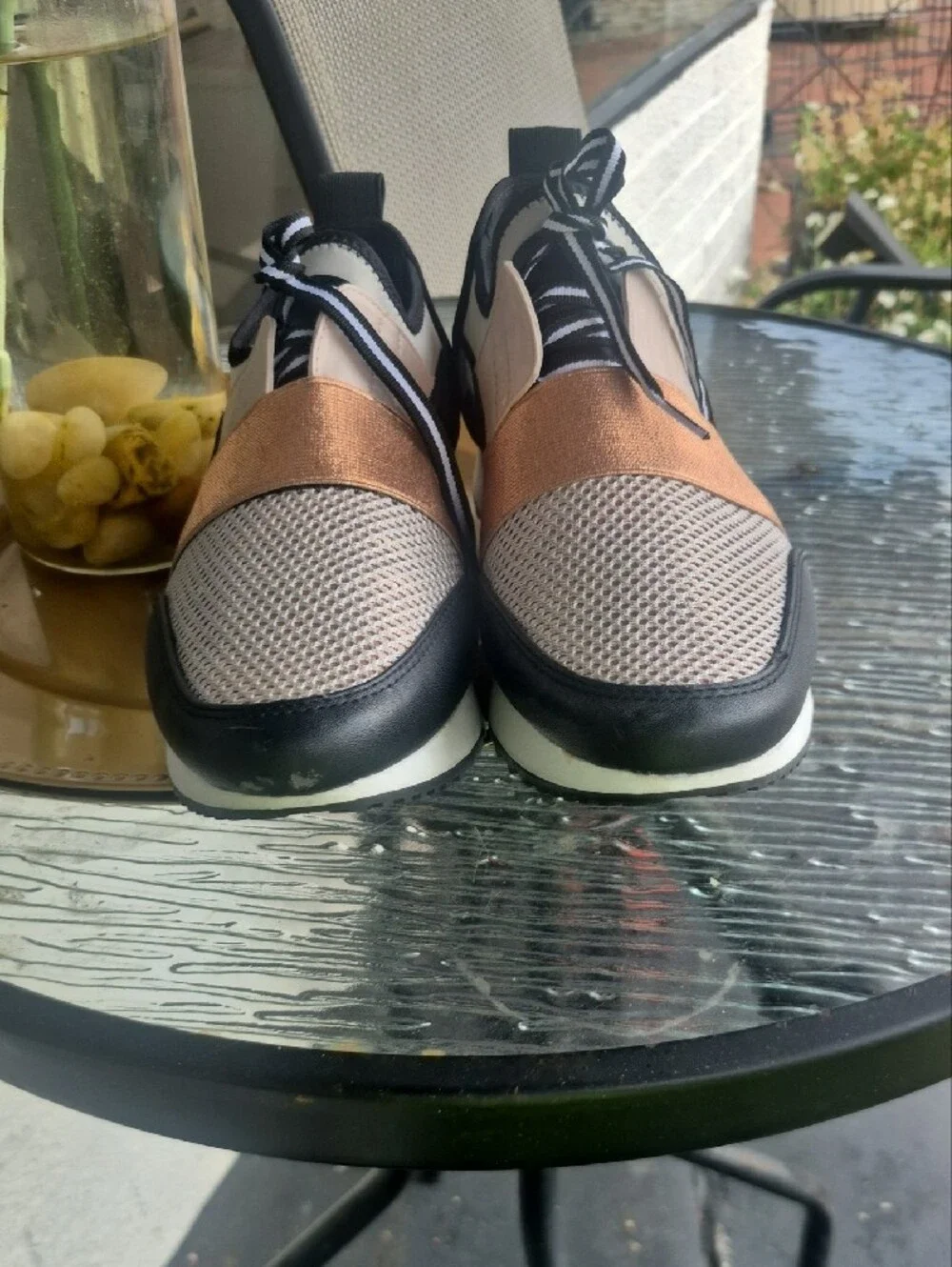 Steve Madden Women's Metallic Gold, Black & Cream Slip-On Sneakers